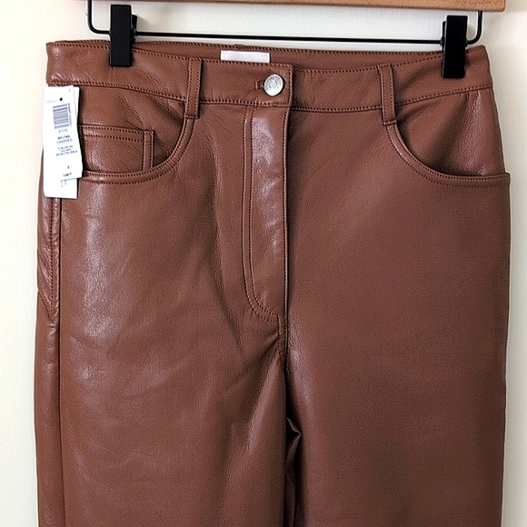 Aritzia Wilfred Womens 6 Melina Cropped Faux Leather Pants Brown City Office - Picture 3 of 8